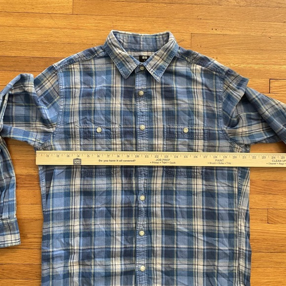 Uniqlo Shirt Mens Large Blue Plaid Button Down Long Sleeve Cotton Casual Pockets - Picture 5 of 10